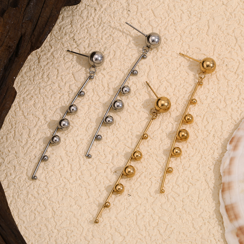 Plated 18K Gold Beads Tassel Earrings