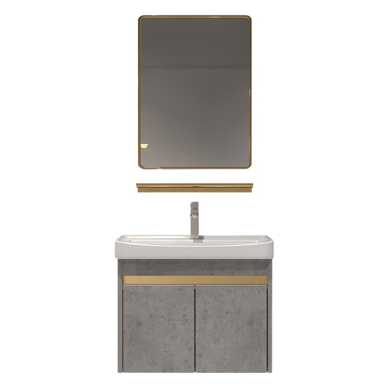 Luz de madera maciza estilo lujo lavabo gabinete combinación montado en la pared lavabo balcón gárgaras placa pequeño apartamento cerámica mini cuarto de baño