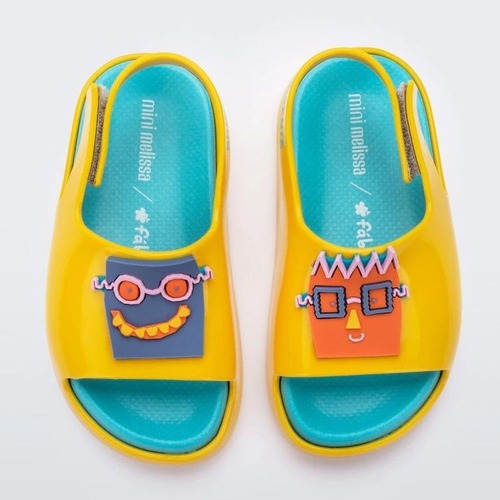 巴西梅丽莎2024新款儿童涂鸦凉鞋卡通舒适软底沙滩魔术贴小童拖鞋