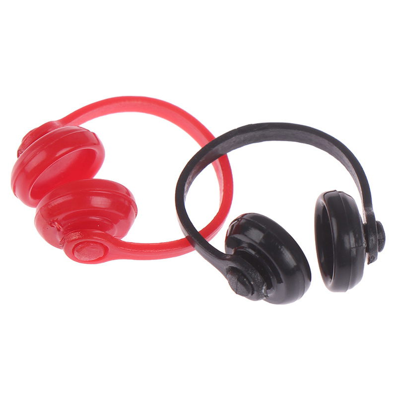 1:12 Dollhouse mini sala de ordenadores escena Accesorios negro/rojo auriculares pequeño y exquisito