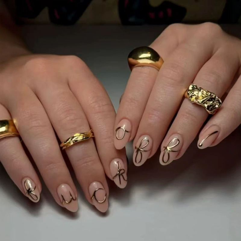Foreign Trade Hot-Selling Wearable Nails with Unique Irregular Shapes and Simple Solid Color Lines, 24-Piece Finished Fake Nail Set Foreign Trade Hot-Selling Wearable Nails with Unique Irregular Shapes and Simple Solid Color Lines, 24-Piece Finished Fake Nail Set