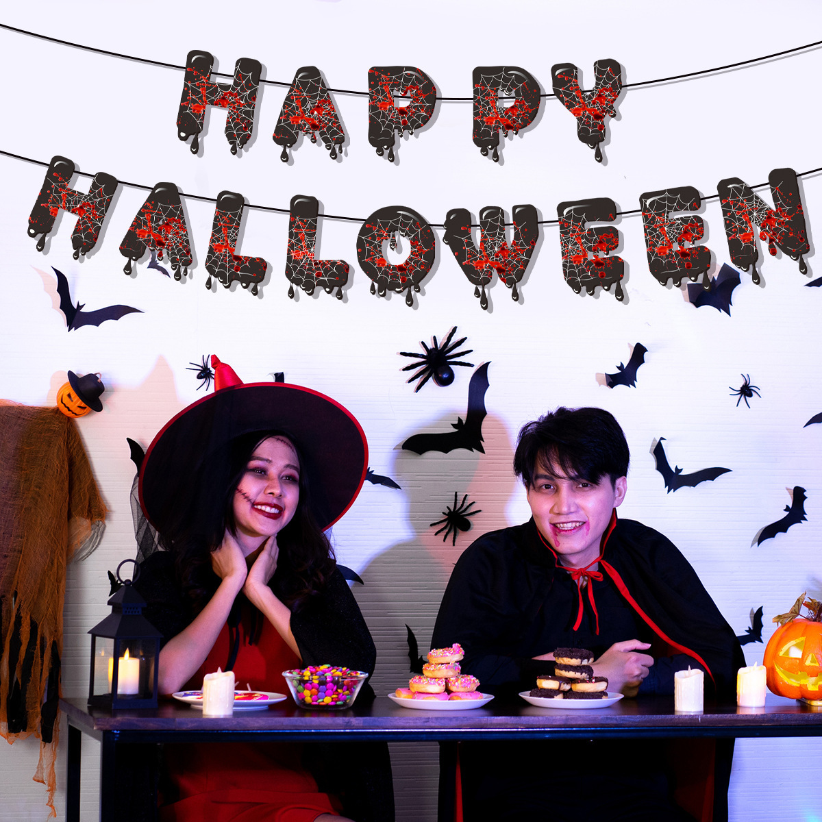 New Halloween Decorative Bunting&mdash;Scary Theme&mdash;Happy Halloween Ghost Festival Party Decoration Hanging Ornament