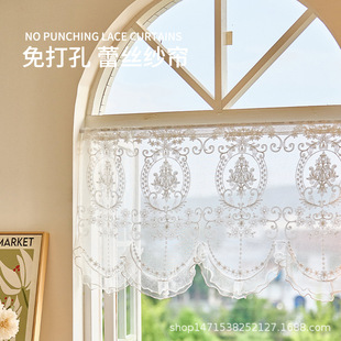 American high-grade gauze curtain arch curtain lace bedroom bay window cabinet shielding door curtain living room partition short curtain