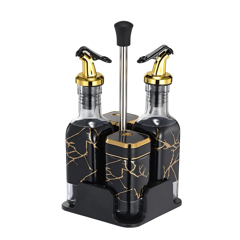 Oil and vinegar bottle (gold and black stripes)