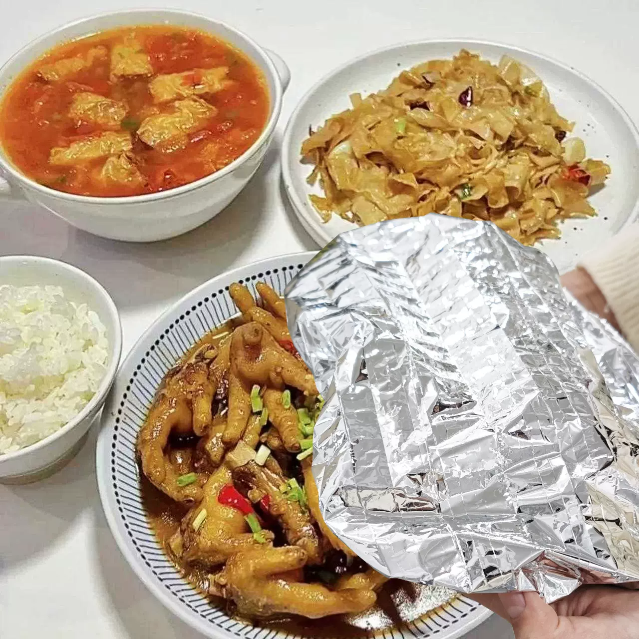 一次性锡纸保温套铝箔膜套保温盖冰箱厨房防尘保鲜隔热饭菜保温套