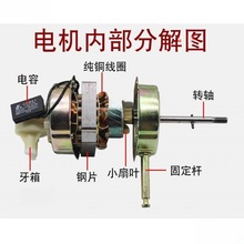 通用电风扇电机纯铜线马达/厚寸落地扇台扇壁扇摇头机头电机批发