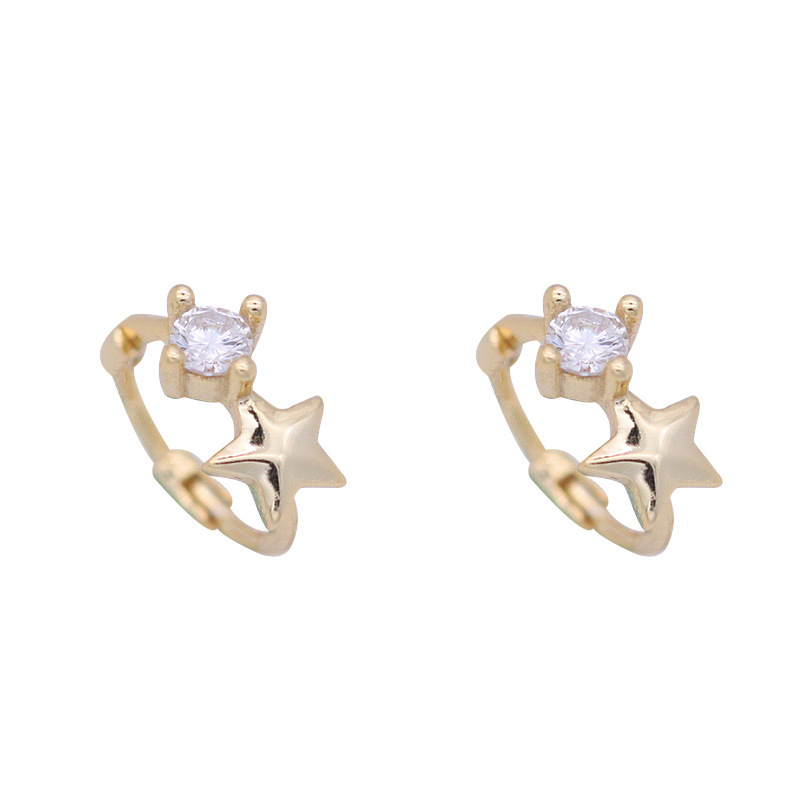 S Pure Silver Mini Zircon Pentagram Nails, Star Water Diamond Earrings, Women's Compact Earbone Rings, Elegant Earrings_voghion.com