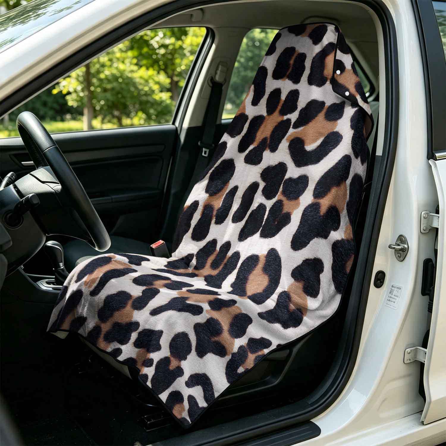 Printed bath towel and car seat cover 2-in-1, ultra-fine fiber outdoor beach and car dual-use universal seat cushion