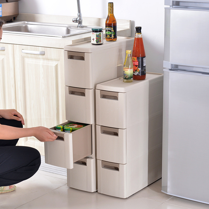 Wholesale gap storage cabinet kitchen refrigerator side storage organization narrow gap gap cabinet toilet bathroom storage