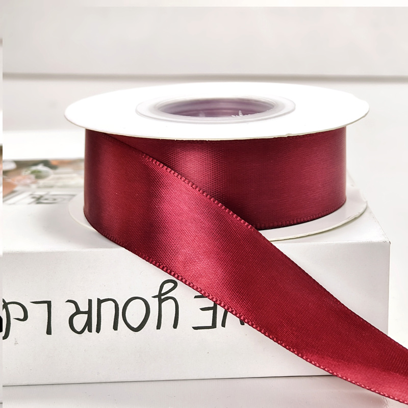 Cinta de pastel de 2,5 cm cinta de decoración de boda al por mayor rosa hecha a mano arco de bricolaje flor cinta de satén