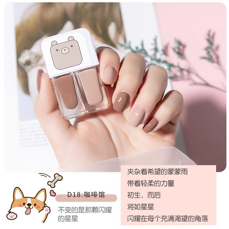 Géminis a base de agua esmalte de uñas hornear-libre de larga duración de secado rápido tearable desnudo transparente inodoro esmalte de uñas al por mayor