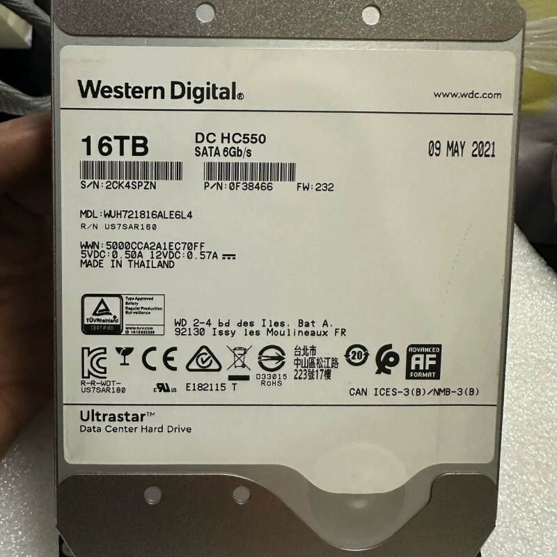 3,5″ Western Digital Ultrastar DC HC550 16 ТБ гелиевый HDD, 7200 об/мин, 512 МБ кэш, SATA
