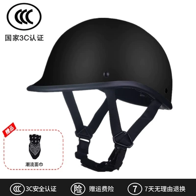 One-piece delivery New National Standard 3C Japanese summer lightweight half helmet scoop helmet motorcycle men and women riding retro motorcycle helmet (Motosiklet kaskı (dəbilqə)) - 3c-matte-black-face-towel-m
