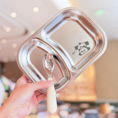 不锈钢儿童餐盘幼儿园家用宝宝分格餐盘防摔多格食品级饭盒便当盒