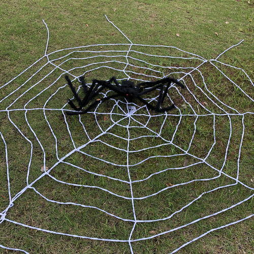 Halloween spider decoration props outdoor venue layout spider web plush spider toy simulated plush spider