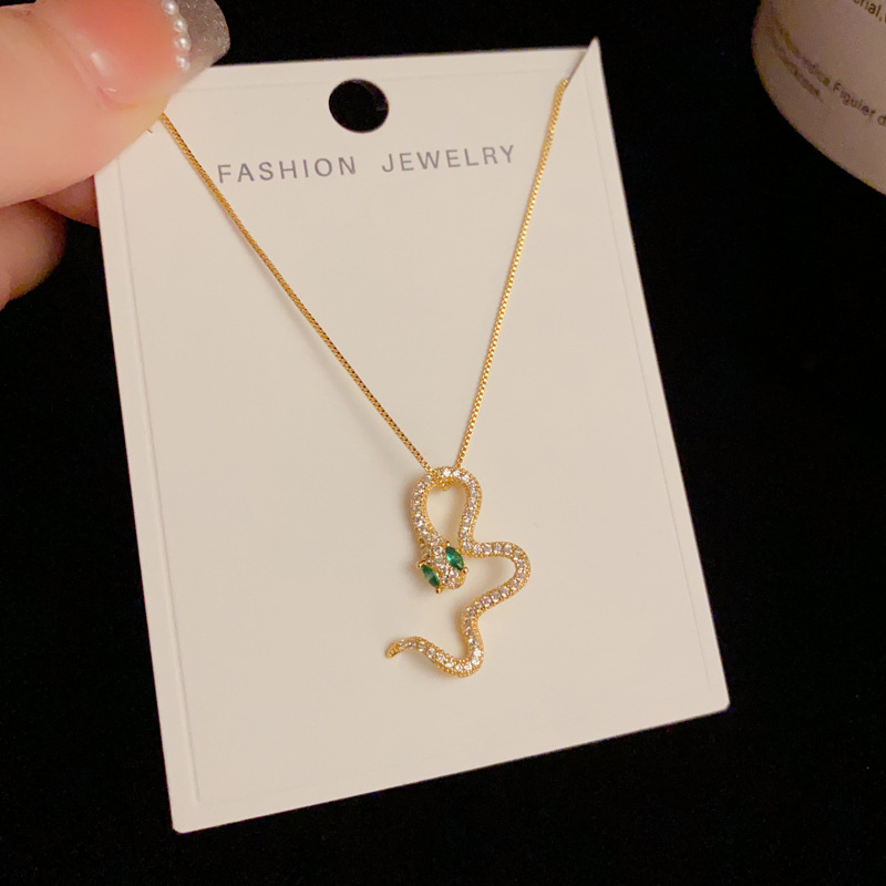 Zircon Snake Necklace, Personalized Fashion Collarbone Chain_voghion.com