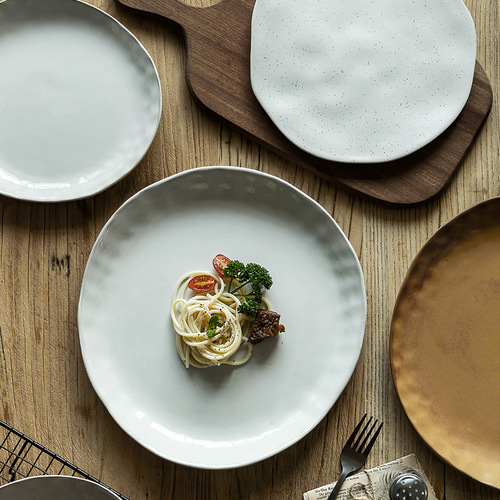 异形盘子陶瓷菜盘意面盘家用不规则餐盘做旧西餐牛排盘沙拉甜点盘