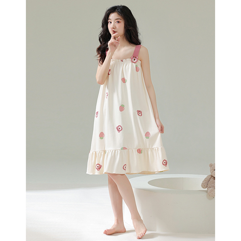 Pareja de pijamas de verano de algodón de manga corta de Internet celebridad oso lindo de dibujos animados nuevo camisón ropa de casa de las mujeres traje de verano