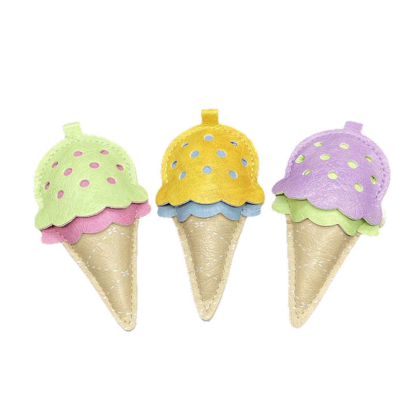 Hermoso helado bolso de cuero colgante llavero helado barril adornos adornos colgantes de llaves de automóvil estuche de teléfono image 6