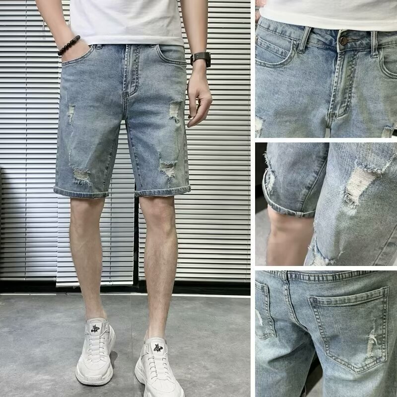 Denim Shorts Men's 2025 Summer Loose Retro Trendy Casual Pants Mid-length Pants Summer Fashion Brand All-match Five-length Pants Denim Shorts Men's 2025 Summer Loose Retro Trendy Casual Pants Mid-length Pants Summer Fashion Brand All-match Five-length Pants