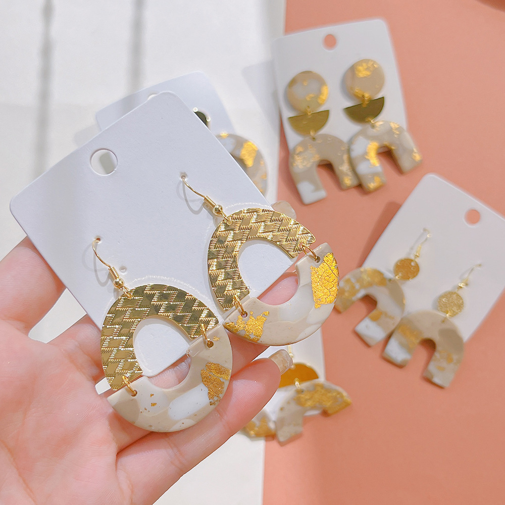 15g Weight 1 Pair Fashion Geometric Soft Clay Women's Drop Earrings