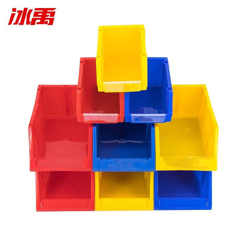 冰禹 加厚组立式物料盒 斜口螺丝零件盒工具盒 红 180*125*80 bf-