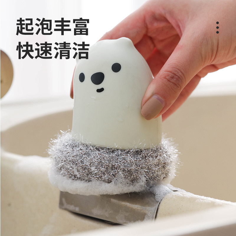 Acrílico de seda de mano reemplazable olla cepillo de lavado fregadero de la cocina lavabo olla tazón de limpieza de alambre de acero bola cepillo al por mayor