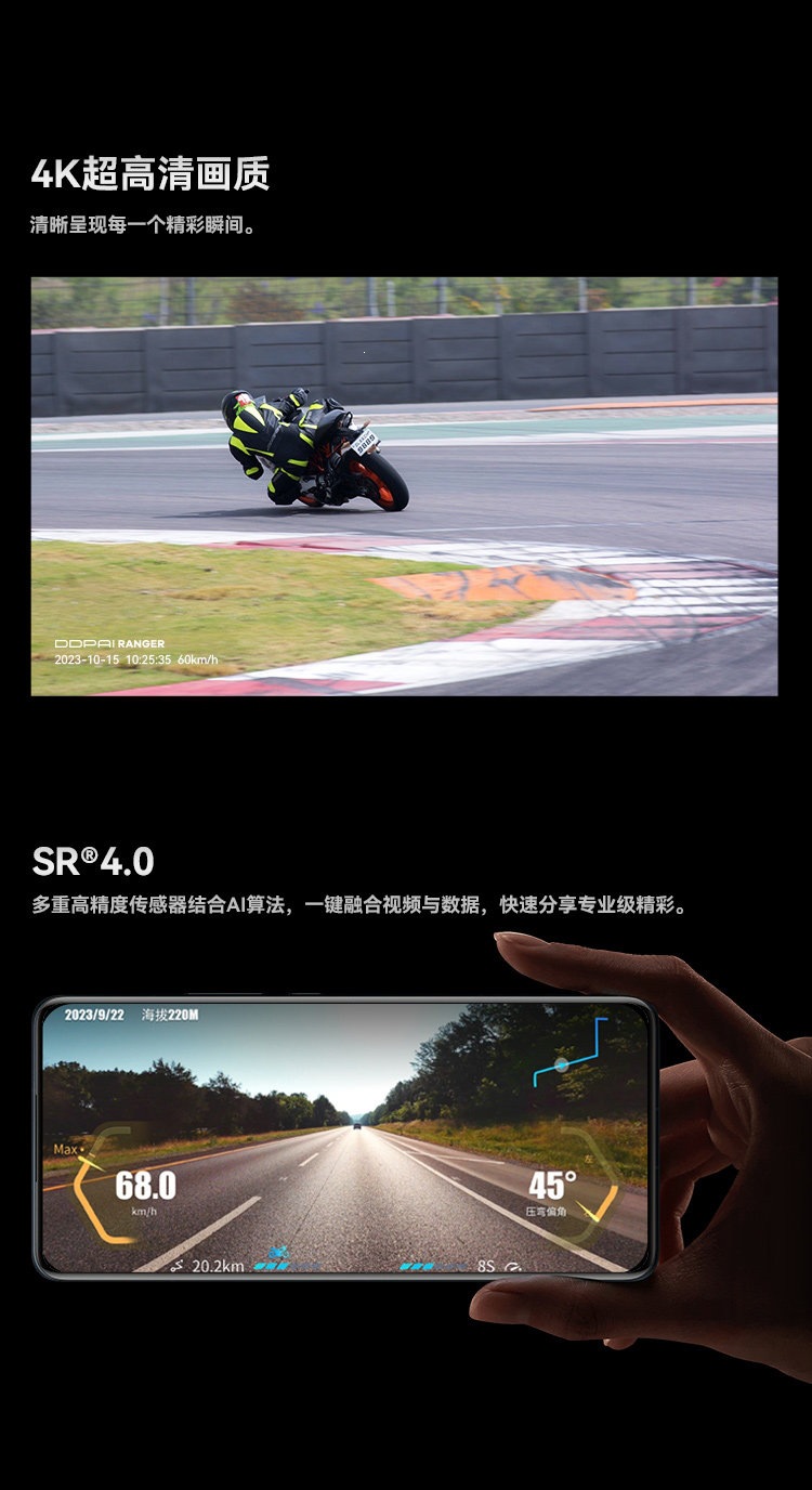 Dadapai 4K Ultra Hd Motorcycle Dash Cam Waterproof Anti-Shake Professional Riding Action Camera