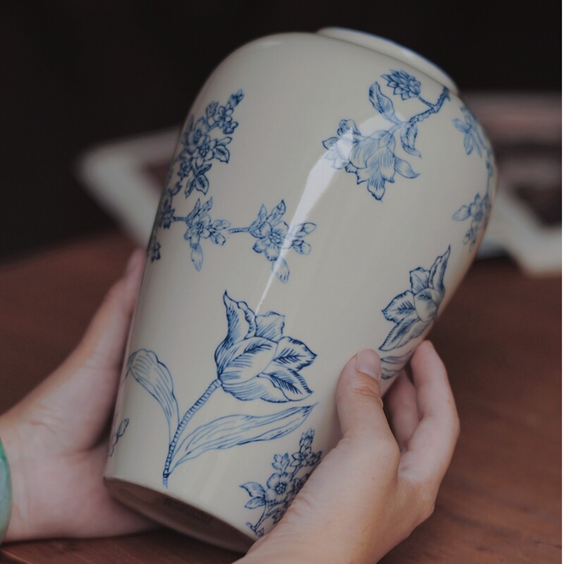 新中国風復古風水墨青花陶磁器花瓶花挿し置物優雅古典花瓶客間装飾品|undefined