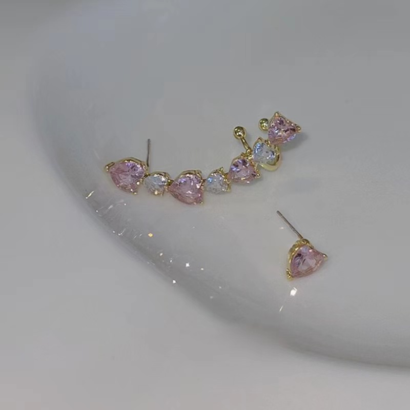 Heart Shape Pattern 1 Pair Sweet Heart Shape Plating Inlay Alloy Zircon Ear Studs