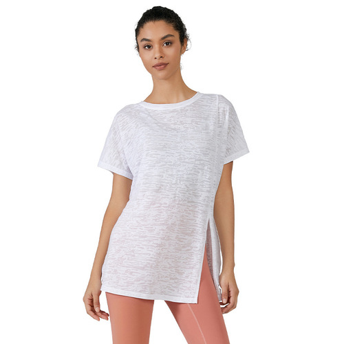Cross-border  new style lightweight yoga wear, loose blouse, sports top, breathable running short-sleeved T-shirt, fitness wear