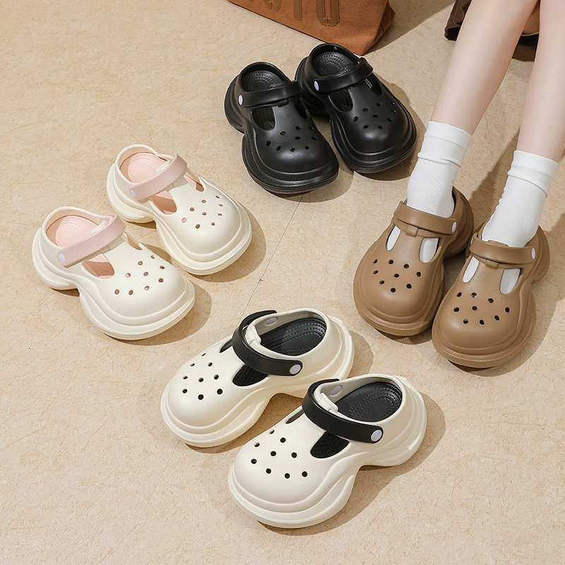 7 см обувь с дырками на толстой подошве женская летняя одежда 2025 новый приморский пляж эва кекс увеличен