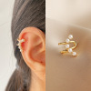 Golden set, earrings, ear clips, simple and elegant design, no pierced ears