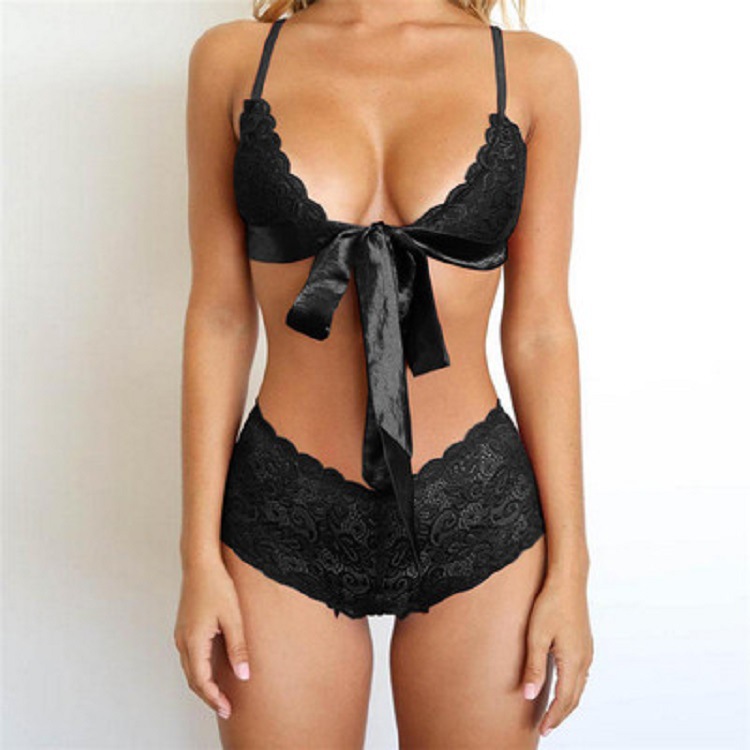 women s lace cross strap bra with panties set nihaostyles clothing wholesale NSFQQ79190