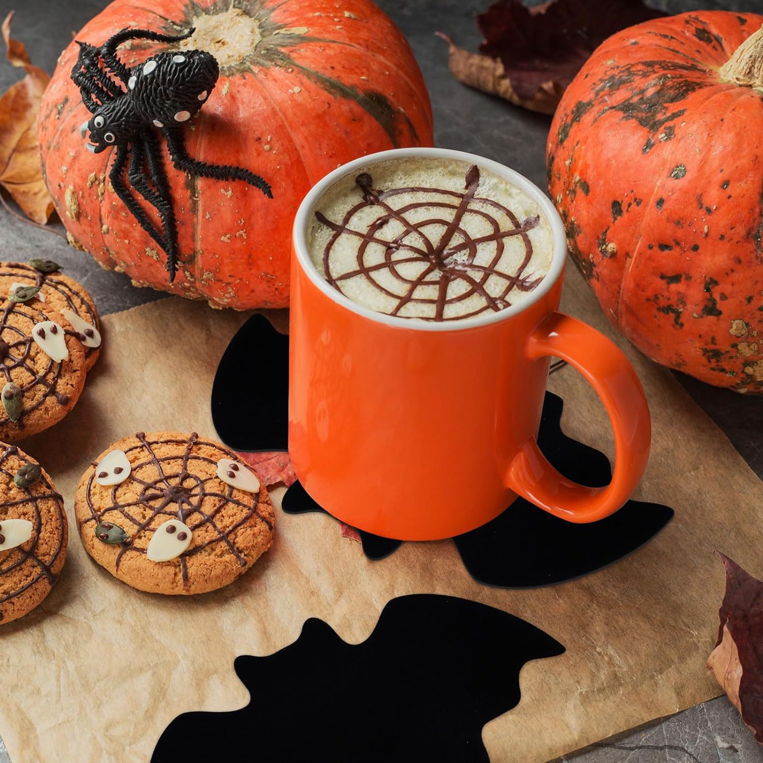 Home & Garden Felt Bat Coasters Table Drink Coasters Black Non slip Heat Resistant Felt Coasters Party Decoration_voghion.com