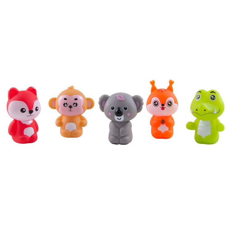 Bebé de los niños educación temprana Iluminación dedo muñeca animal de dibujos animados muñeca calmante juguete PVC de goma suave juguete transfronterizo