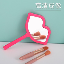 新款嘴唇手持化妆镜可印LOGO手柄镜高清便携补妆镜 DIY迷你小镜子