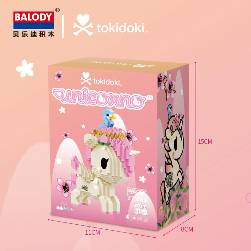 Beledi 18191 genuine authorized unicorn Tokidoki joint model micro -granular building block puzzle toys