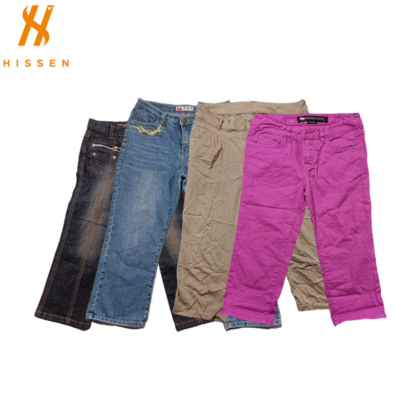 工厂货源二手衣服出口博茨瓦纳旧女士七分裤used ladies 3/4pants