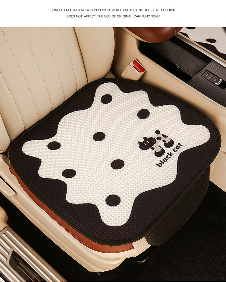 Car Cushion Four Seasons Universal Breathable Summer Cartoon Small Man Waist Main Driver Women's Half Bag Seat Cushion Cover Seat Cushion Ventilated