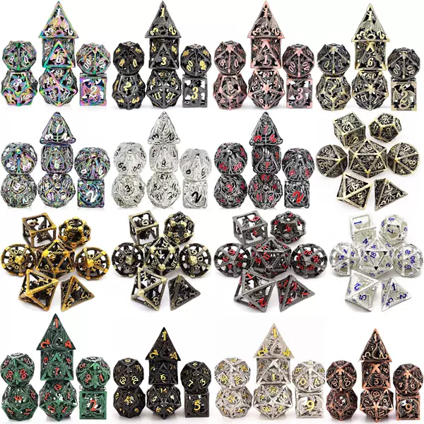 Factory Direct Sales Wholesale Metal Hollow Dice Copper Material Hollow Dice Set Dnd Flying Dragon Dice
