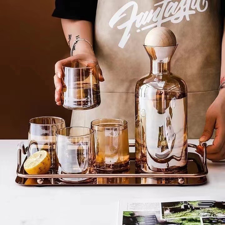 Nordic Creative Glass Kettle Household Water Cup Set Large Capacity Living Room Juice Cup Cool Water Cup Cold Water Bottle Set