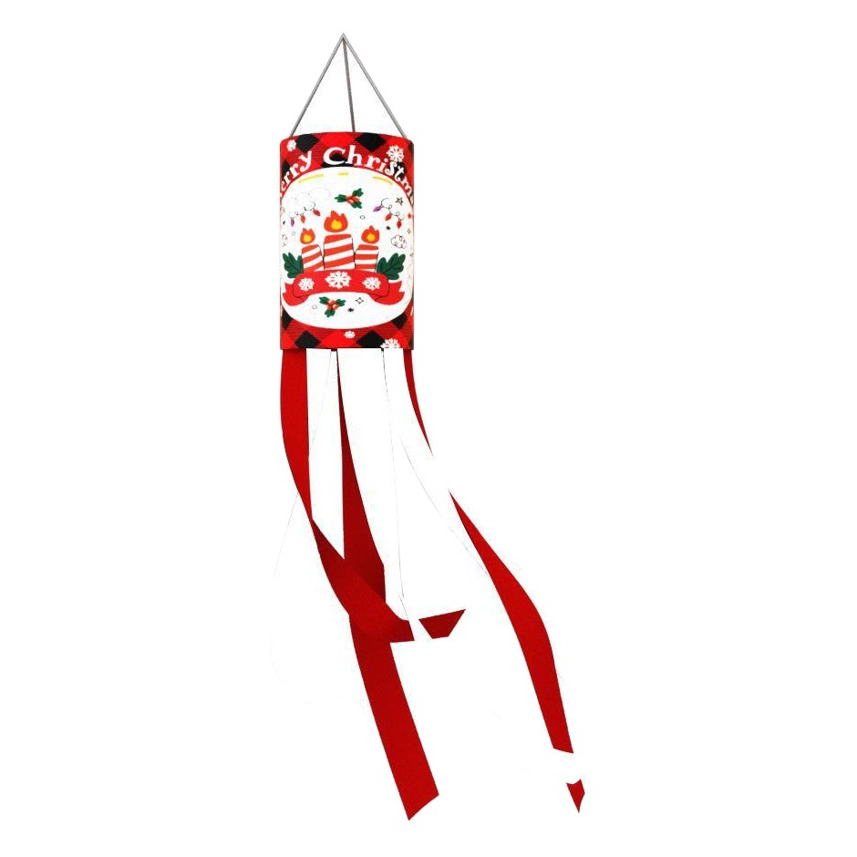 Transfronterizo nuevo cilindro de viento de Navidad bandera patio jardín decoraciones al aire libre carillones de viento bolsa de viento colgando bandera colgante percha