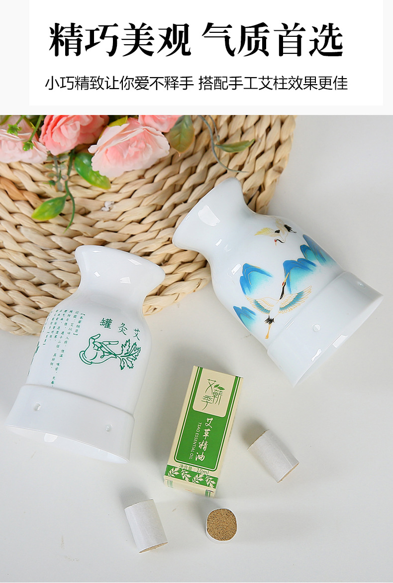 Ceramic Moxibustion Cup Wuling Jar Double Layer Heat Insulated Handheld Guasha Tool for Home Warm Therapy quality and texture