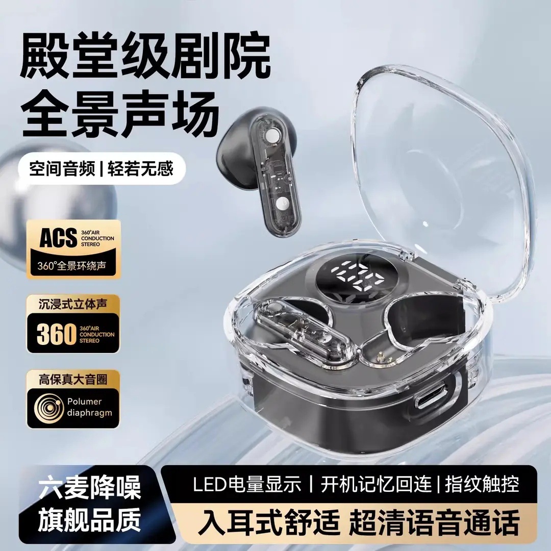 Alta sensación de cámara transparente MAX20 auriculares inalámbricos Bluetooth tipo auriculares de larga duración llamadas de reducción de ruido TWS universal