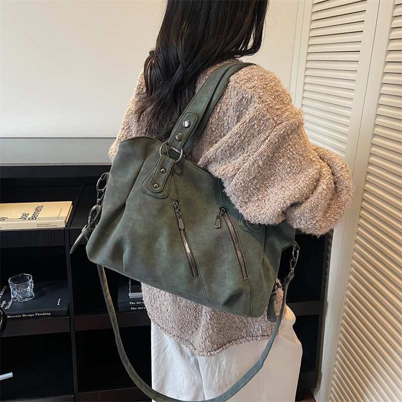 跨境外贸新款女包简约休闲女士手提包单肩斜挎包磨砂大容量托特包|undefined