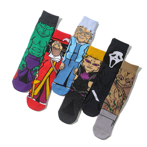 Anime socks factory direct sales long-tube cartoon men's socks green giant women's socks cotton straight cartoon socks European and American character socks