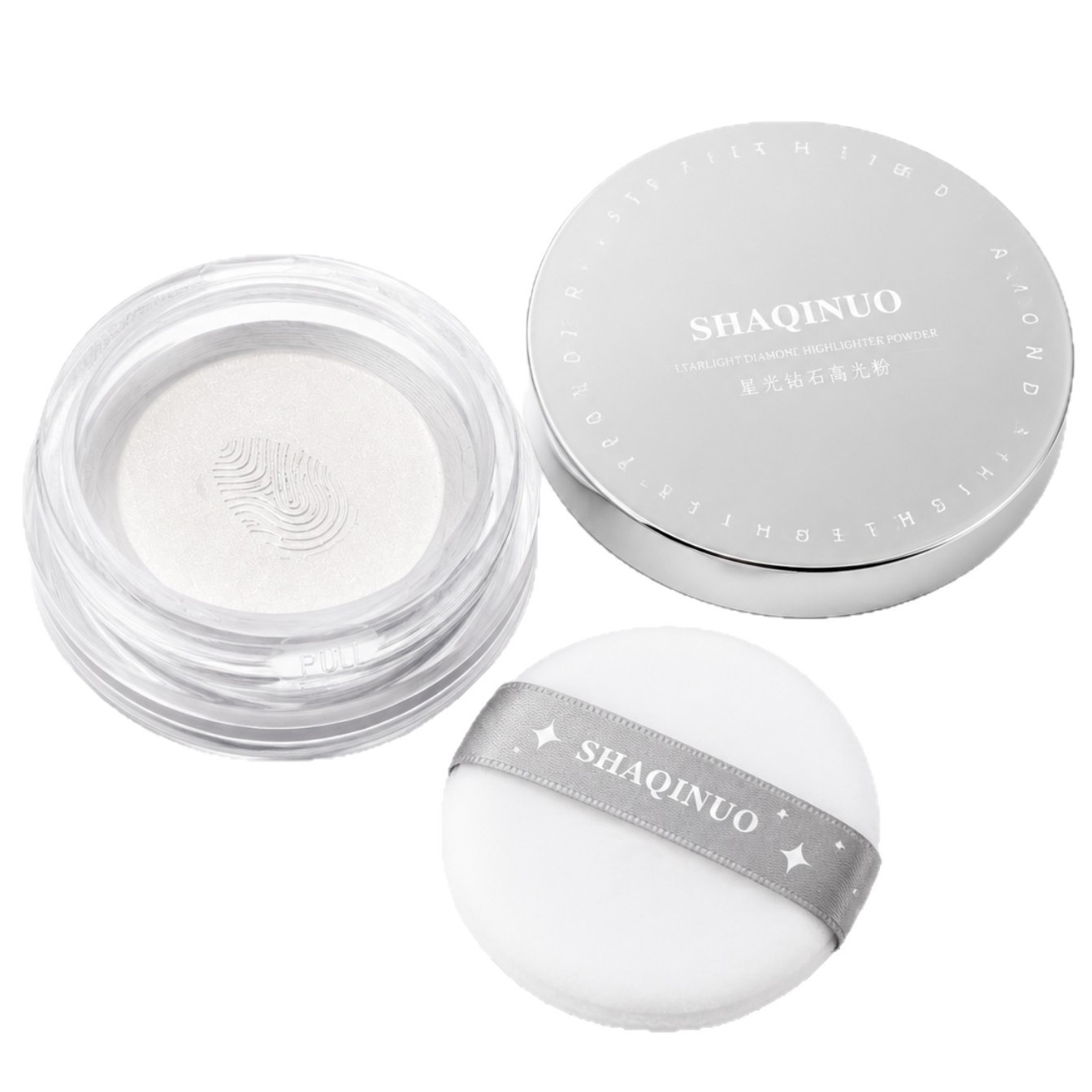El nuevo producto de la multitud, SHAQINUO, diamante de luz de estrellas, diamante de alto brillo, polvo de brillo de perlas, cuerpo facial fino