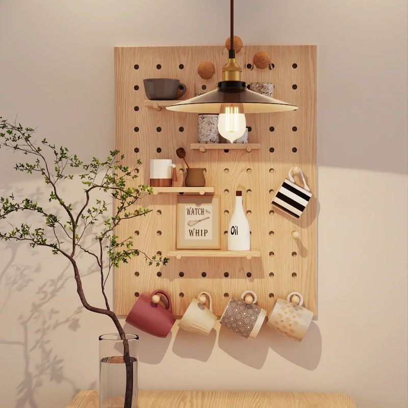 Rack en la pared de la placa de la cueva de madera sólida Rack de decoración de la pared de la pared de la pared de la puerta de entrada Rack de exhibición de almacenamiento de la pared