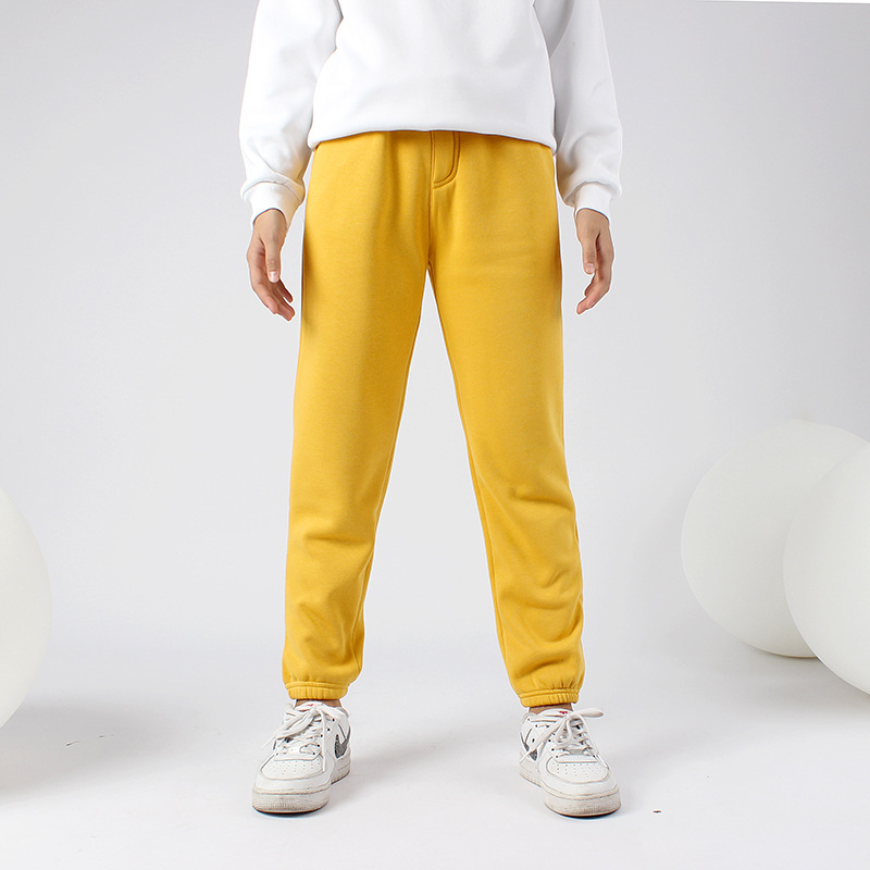 Otoño e invierno estilo coreano nuevos pantalones forrados de lana para niños de color sólido para niños grandes pantalones de chándal cálidos para niñas Generación de cabello image 13